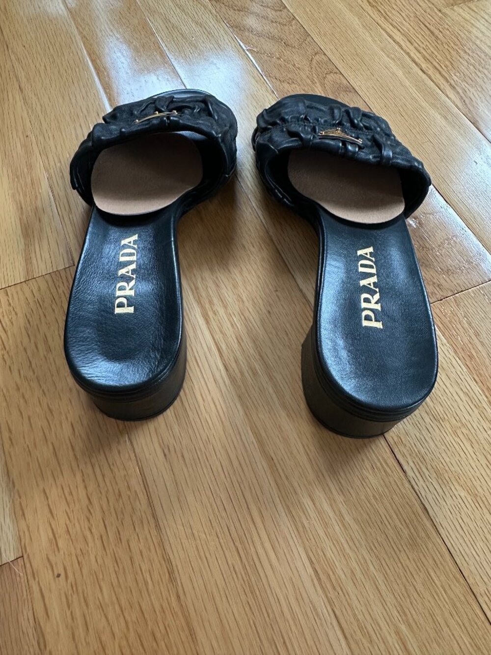 Prada Black 35mm Matelasse Nappa Leather Block Heel Sandals - Size 36.5 - Picture 5 of 8